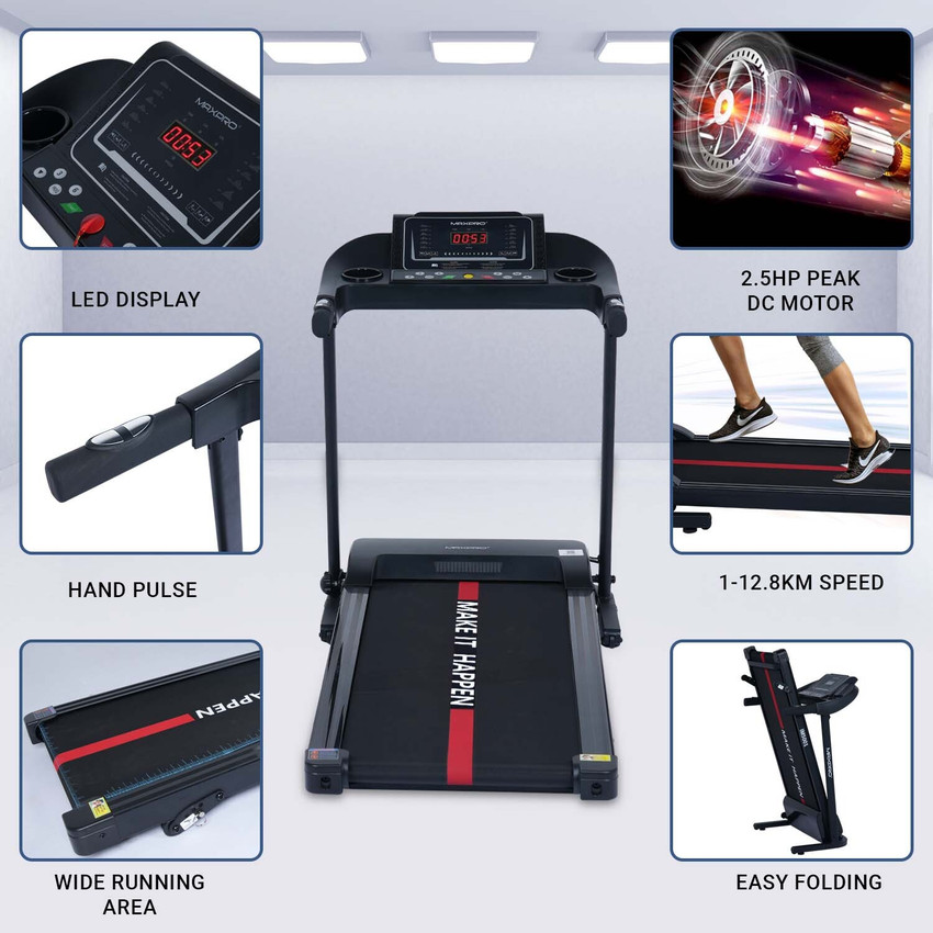Maxpro IM5001 2.5HP Peak DC Motor with Max. Speed 12km hr Motorised Folding Treadmill