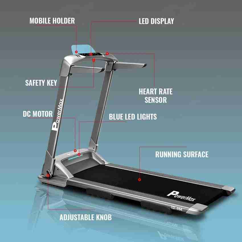 Powermax Fitness UrbanTrek TD M4 2.0HP 100 Pre Installed Flat Surface Motorized Compact Treadmill with Android iOS App Treadmill