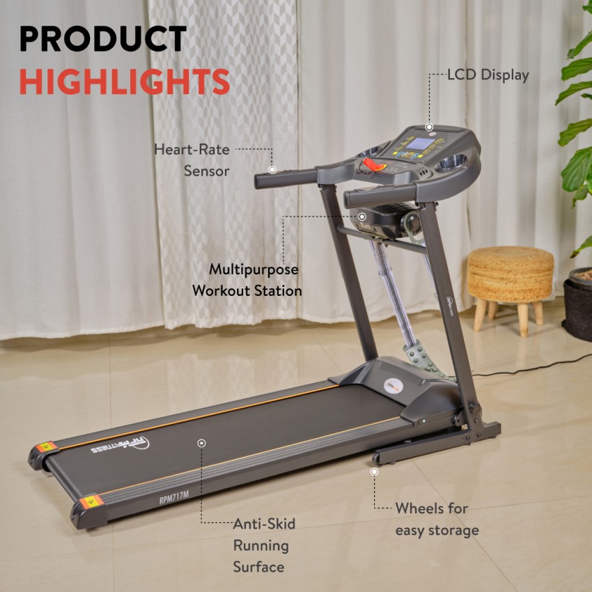 RPM Fitness by Cultsport RPM717M 2 HP Peak Multifunction with Massager Diet Plan Trainer Led Sessions Treadmill