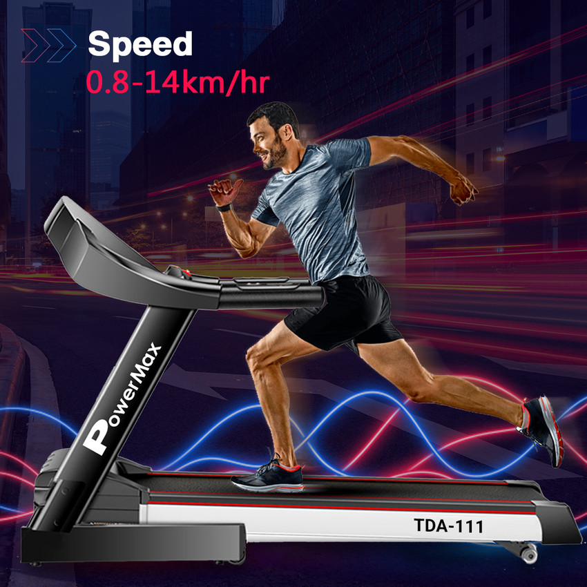Powermax Fitness TDA 111 4HP Peak LCD Disp. BMI Spring Resistance Pro Workout Foldable Home Treadmill