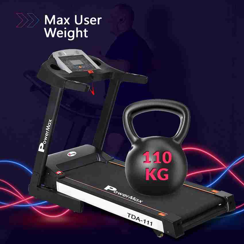 Powermax Fitness TDA 111 4HP Peak LCD Disp. BMI Spring Resistance Pro Workout Foldable Home Treadmill