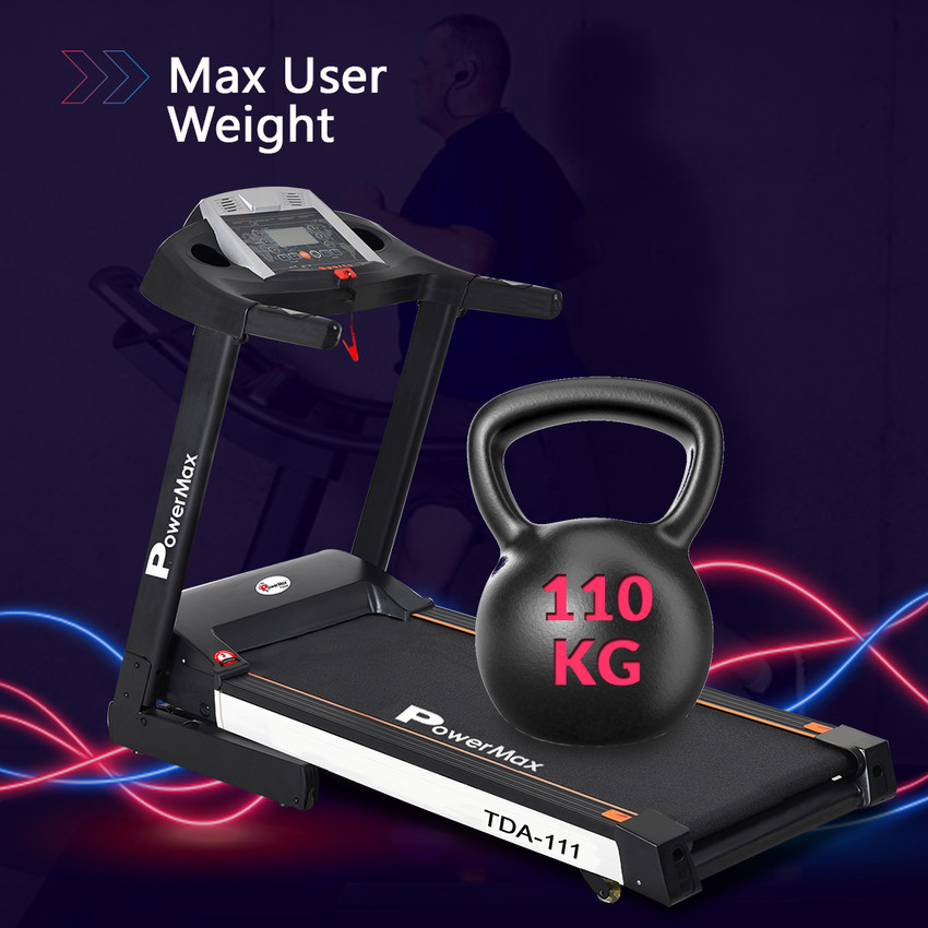 Powermax Fitness TDA 111 4HP Peak LCD Disp. BMI Spring Resistance Pro Workout Foldable Home Treadmill