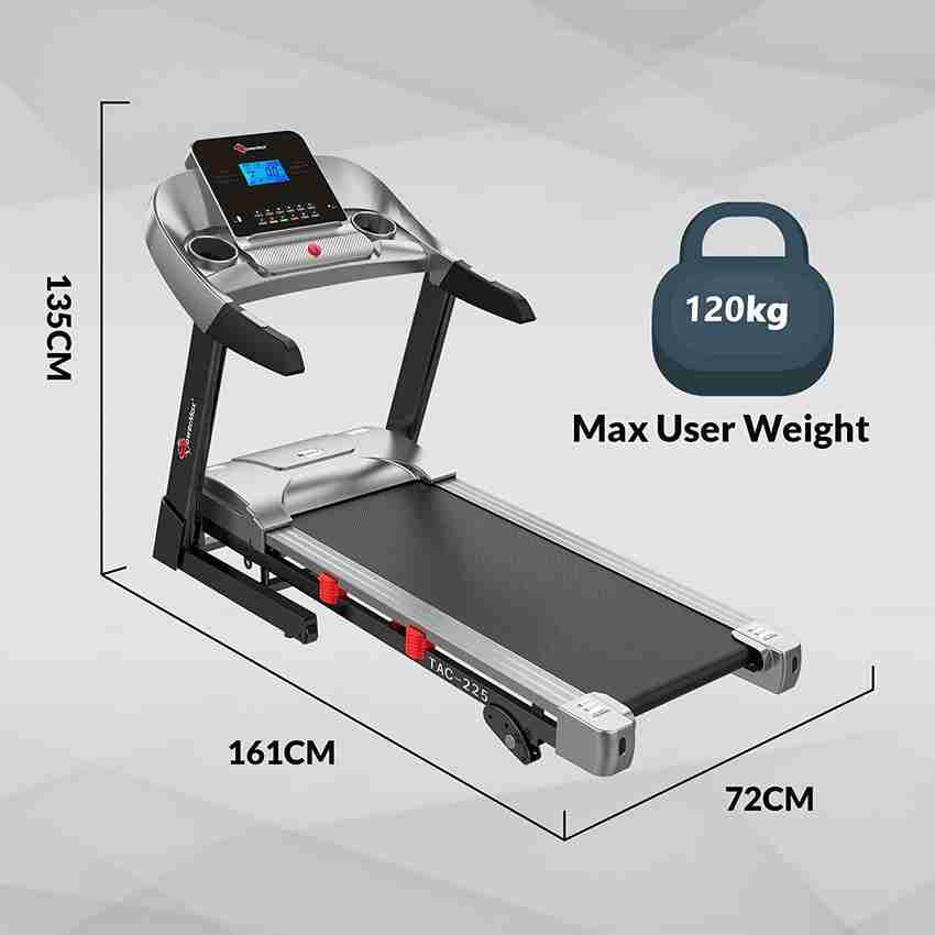 Powermax Fitness TAC 225 4HP Peak 12 Preset Workout Programs MP3 User 120kg Foldable Home use Treadmill