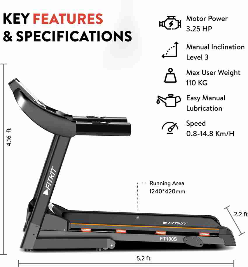 FITKIT by Cultsport by cult FT100S 3.25HP Peak Max Weight 110Kg 12 Preset Program For Home Gym Treadmill Buy FITKIT by Cultsport by cult FT100S 3.25HP Peak Max Weight 110Kg 12