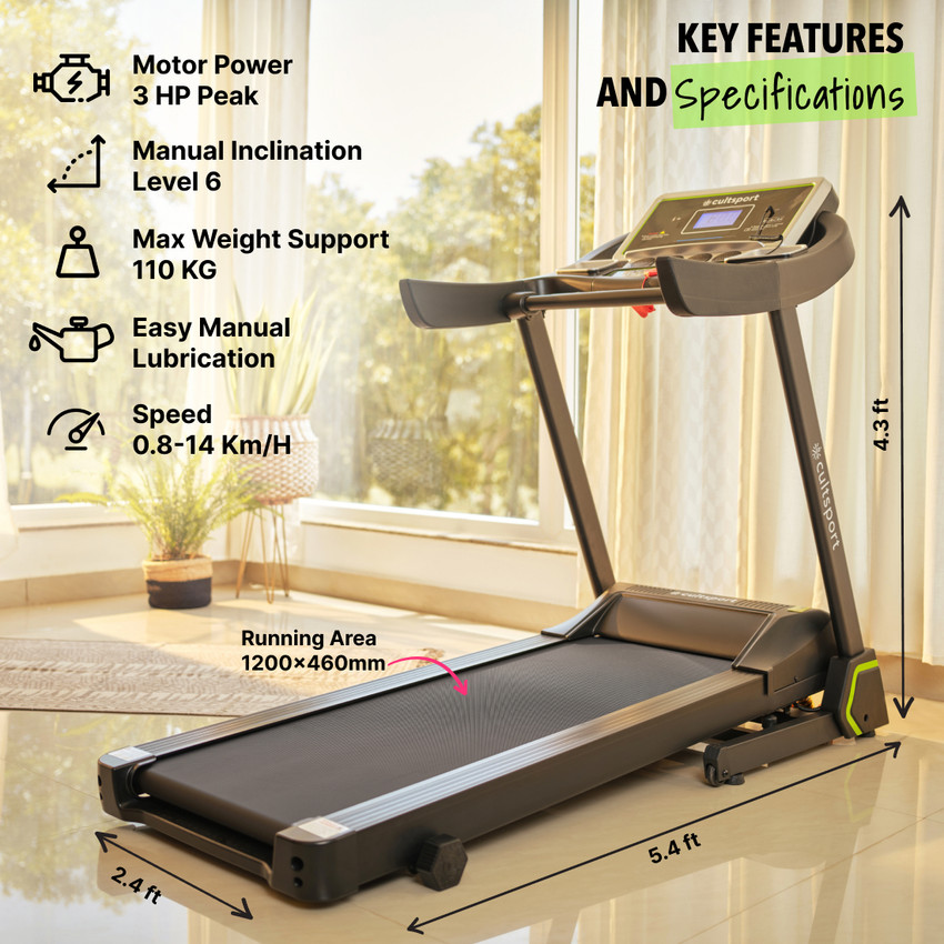 Cultsport smartrun c1 3HP Peak with Max Weight 110kg For Home Gym Workout Motorized Treadmill Buy Cultsport smartrun c1 3HP Peak with Max Weight 110kg For Home Gym Workout Motorized Treadmill
