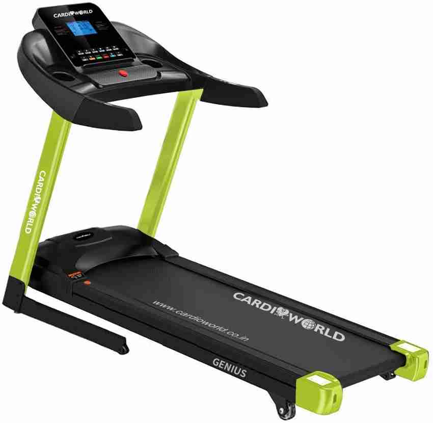 Buy Cardio World Motorized Treadmill Genius Motor 4 HP 130 kg Users Weight Foldable Treadmill Treadmill Online at Best Prices in India Sports Fitness Flipkart