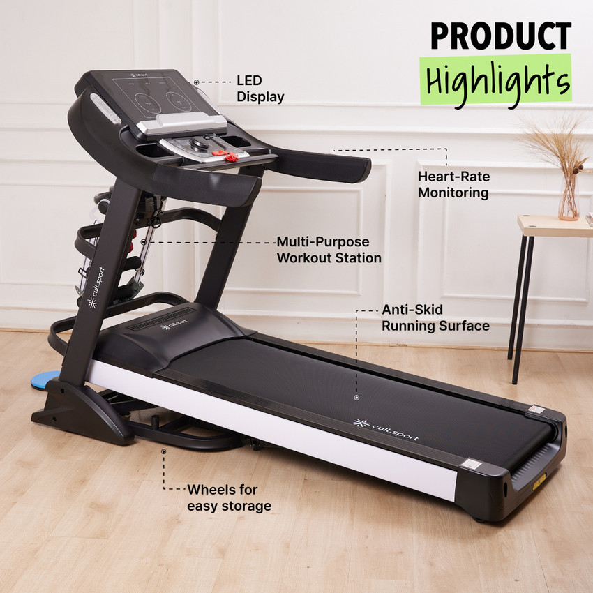 Cultsport Smartrun Davie 7hp Peak Max Weight 150kg Auto Incline For Home Gym Motorized Treadmill