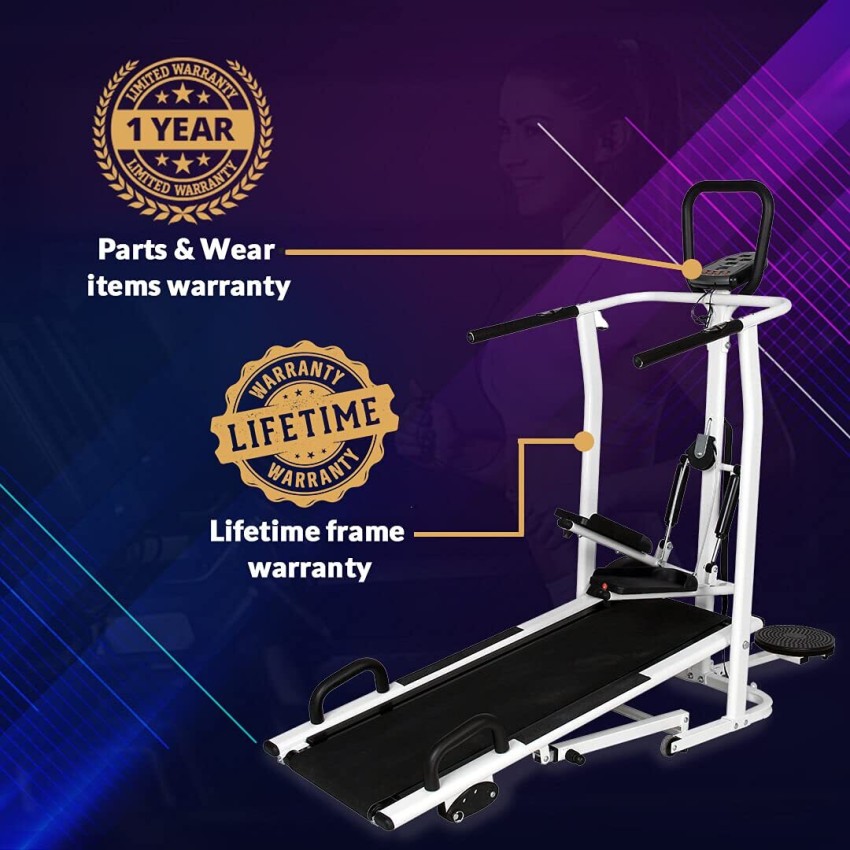 Powermax Fitness MFT 410 4 in 1 Multifunction Manual with Jogger Stepper Twister PushUp Bar Treadmill