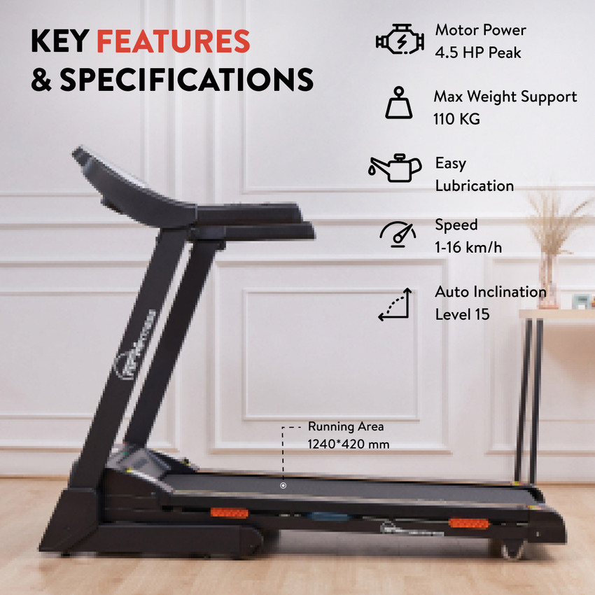 RPM Fitness by Cultsport by cult RPM4000 4.5HP Peak Motorized Max Weight 110Kg For Home Gym Workout Treadmill