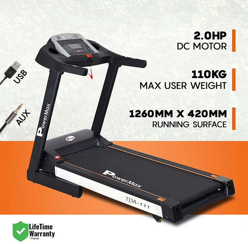 Powermax Fitness TDA 111 4HP Peak LCD Disp. BMI Spring Resistance Pro Workout Foldable Home Treadmill Buy Powermax Fitness TDA 111 4HP Peak LCD Disp. BMI Spring Resistance Pro Workout Foldable Home Tr...