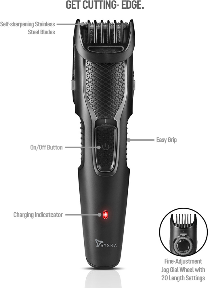 Syska HT200 PRO Trimmer 45 min Runtime 10 Length Settings