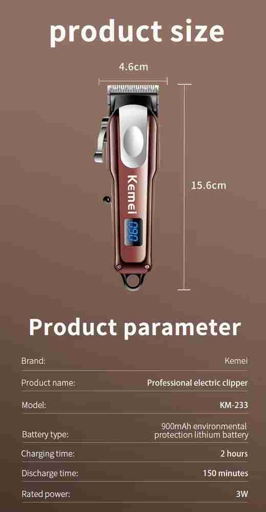 Kemei km-233 specialty strip hair clipper Trimmer 90 min Runtime 4 Length  Settings Price in India - Buy Kemei km-233 specialty strip hair clipper  Trimmer 90 min Runtime 4 Length Settings online at Flipkart.com