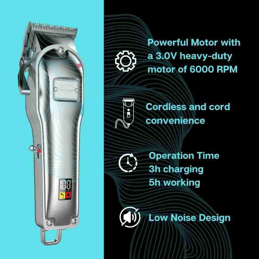 senses life implements ICON Digital Display Professional Hair Clipper for Men  Hair Cutting Trimmer Machine with Stainless Steel Body, Rechargeable Trimmer  300 min Runtime Length Settings Price in India Buy