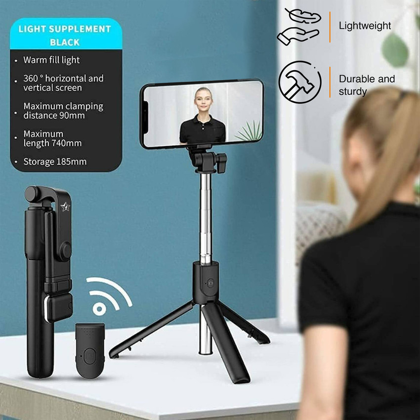Flipkart SmartBuy R1 Bluetooth Selfie Stick with Remote 3 in 1 Multifunctional Selfie Stick Tripod Monopod Stand Mobile Stand Compatible with All Mobile Phones Bluetooth Selfie Stick Price in India Bu...