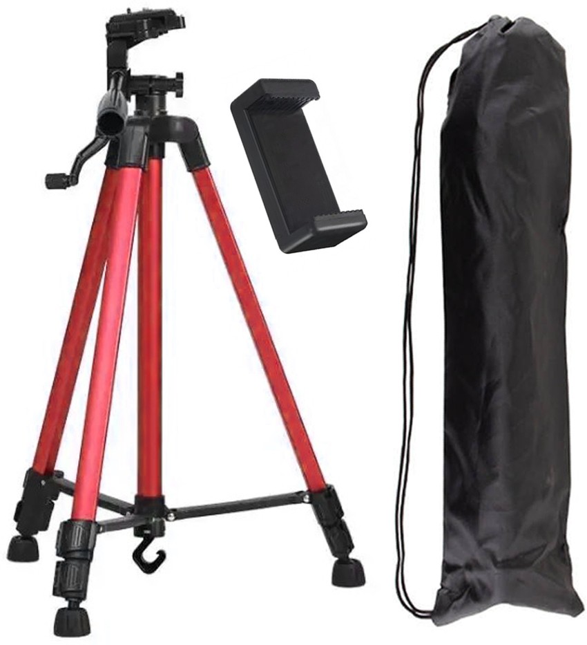 7feet Aluminium Tripod Stand Adjustable Portable With Mobile Holder for  Mobile Phone & DSLR Camera -Black
