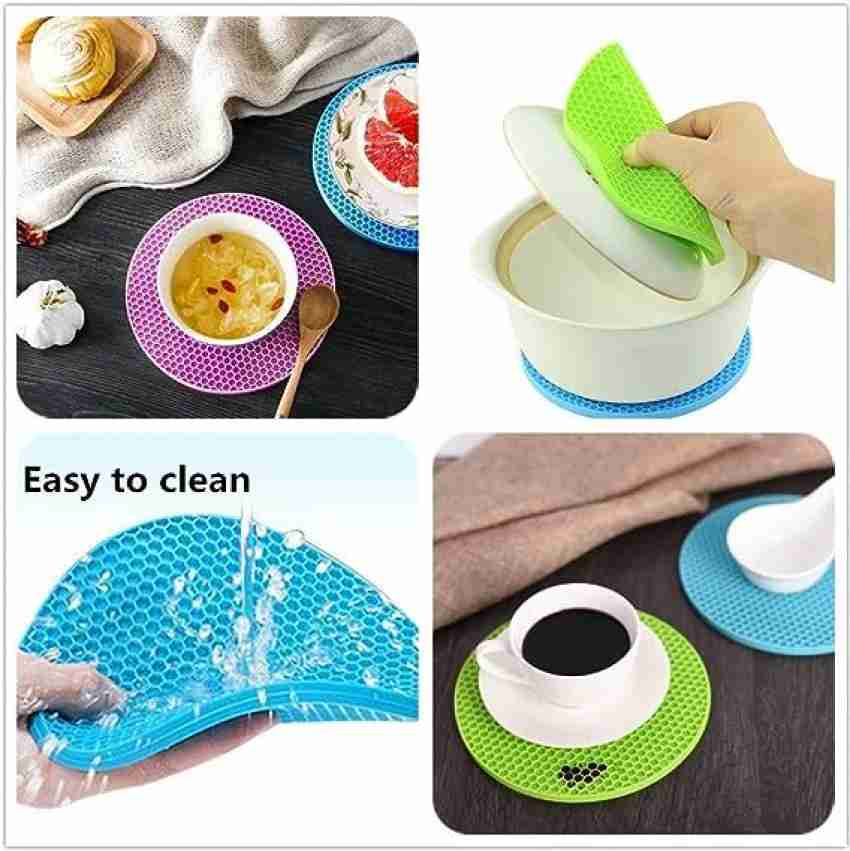 YDL Round Hot Pot Holder Heat Resistant Disc Pads Kitchen Insulation  Anti-Slip Coasters Dining (4 Piece - Multicolour)dish trivet for kitchen mat ,silicone table mat set,silicon round mat,heat resistant mat,heat resistant  mat,silicon kitchen