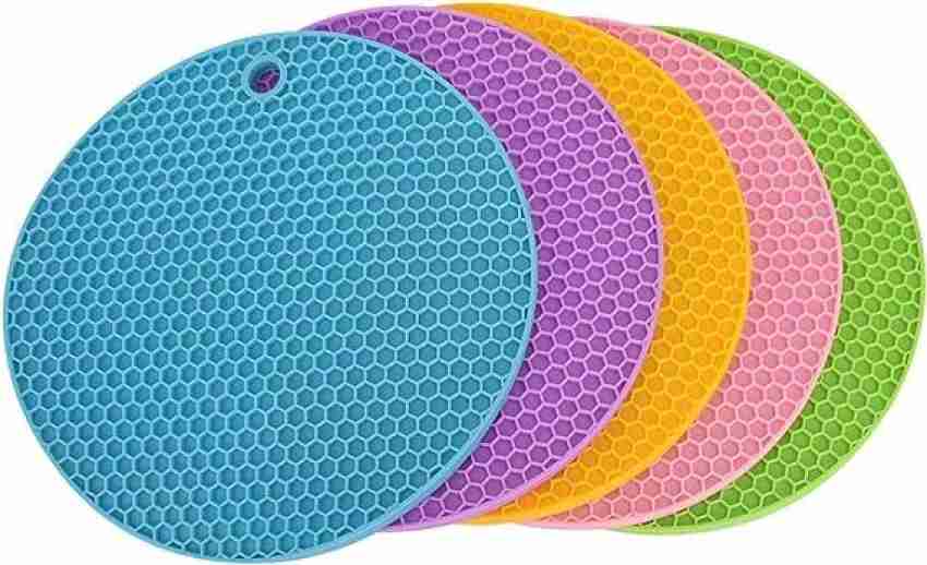 Silicone Trivet Mats, Pot Holders, Hot Pads, Non-Slip Mat, Spoon Holder,  Jar Opener Multipurpose Kitchen Potholders, 4 Pack (Purple)