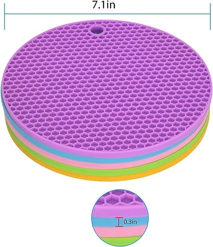 Silicone Trivet Mats, Pot Holders, Hot Pads, Non-Slip Mat, Spoon Holder,  Jar Opener Multipurpose Kitchen Potholders, 4 Pack (Purple)