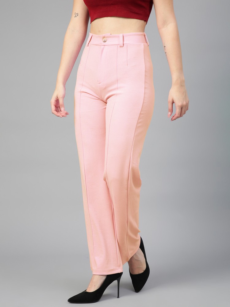 FUBACK Regular Fit Women Black, Pink Trousers - Buy FUBACK Regular