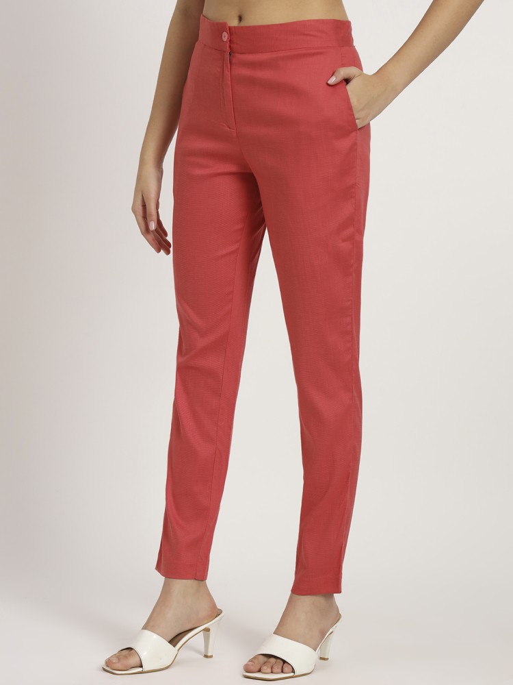beSOLID Regular Fit Women Red Trousers - Buy beSOLID Regular Fit