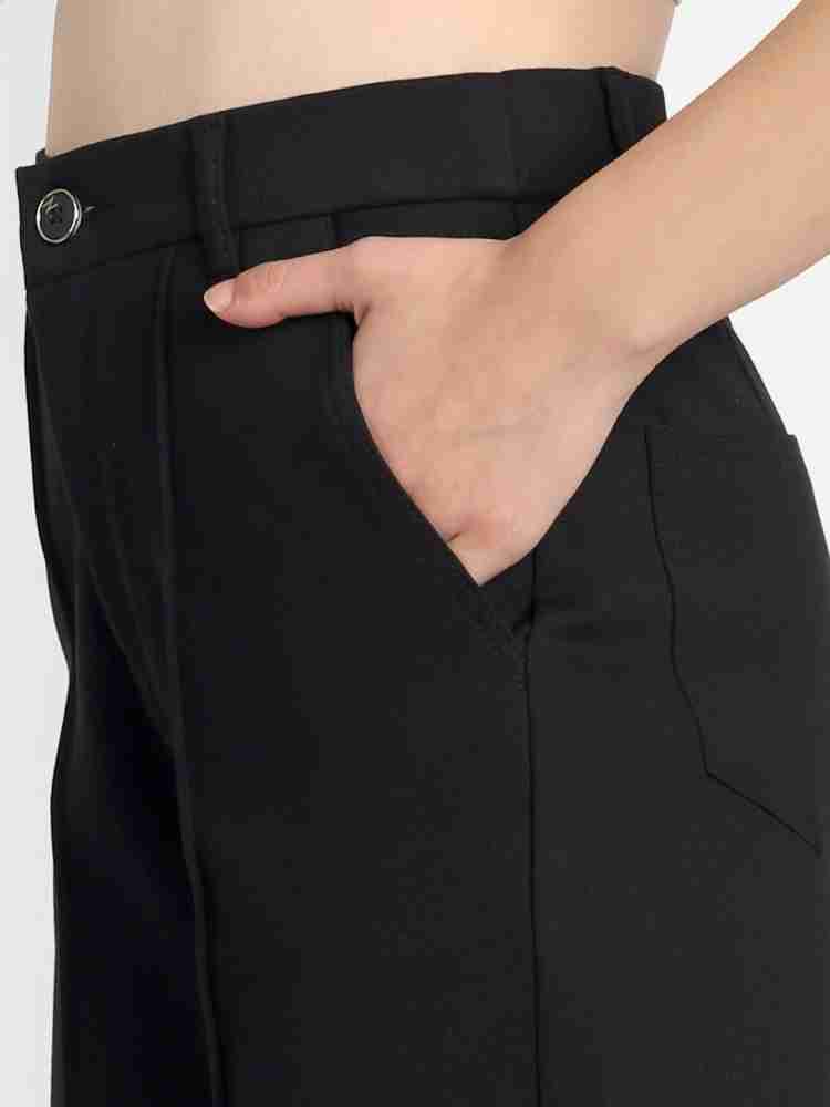 Broadstar Women Black Wide Leg Loose Fit Cargos Trousers(TR3_8047)