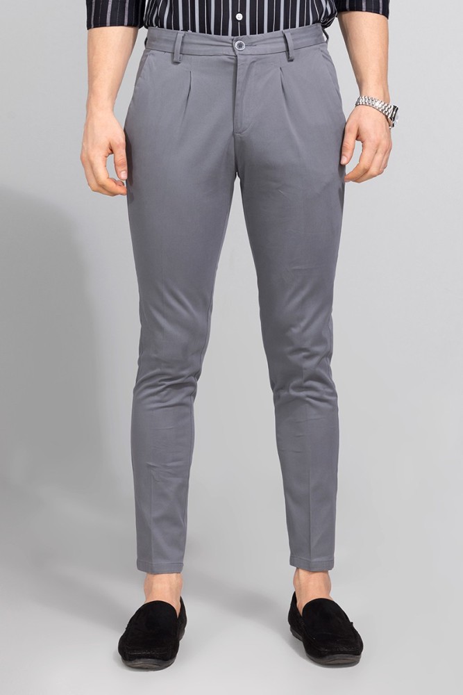 Buy Slim Fit Ankle Length FlatFront Trousers Online at Best Prices in  India  JioMart