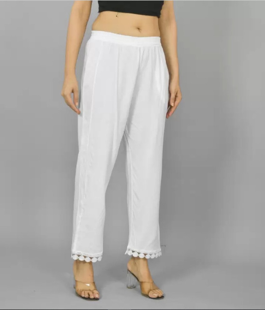 Libby s Regular Fit Women White Trousers