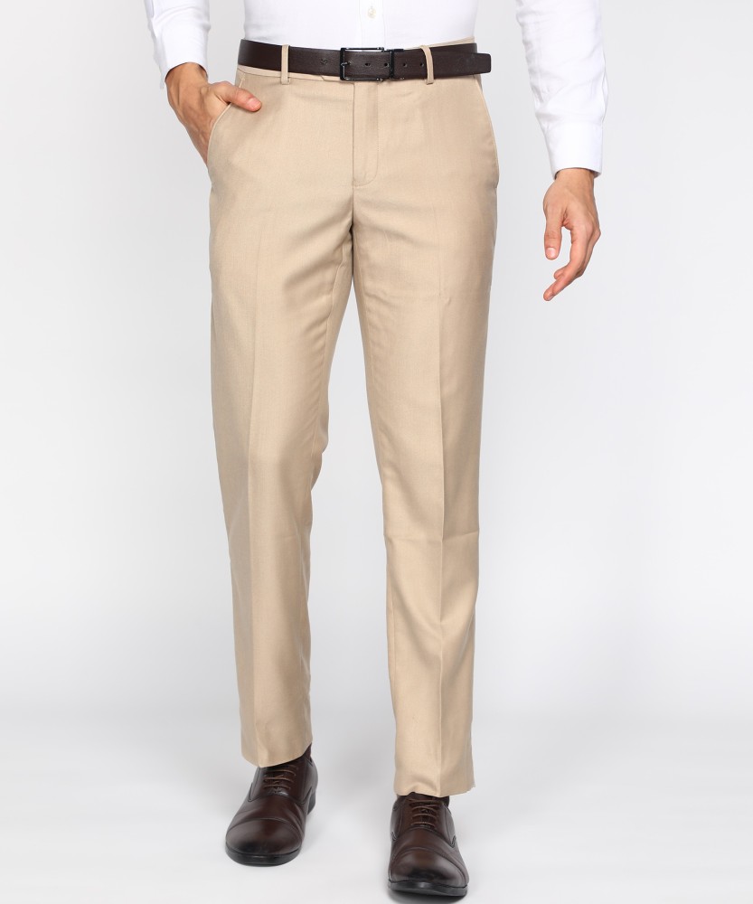 Buy Arrow Men Khaki Mid Rise Solid Formal Trousers  NNNOWcom