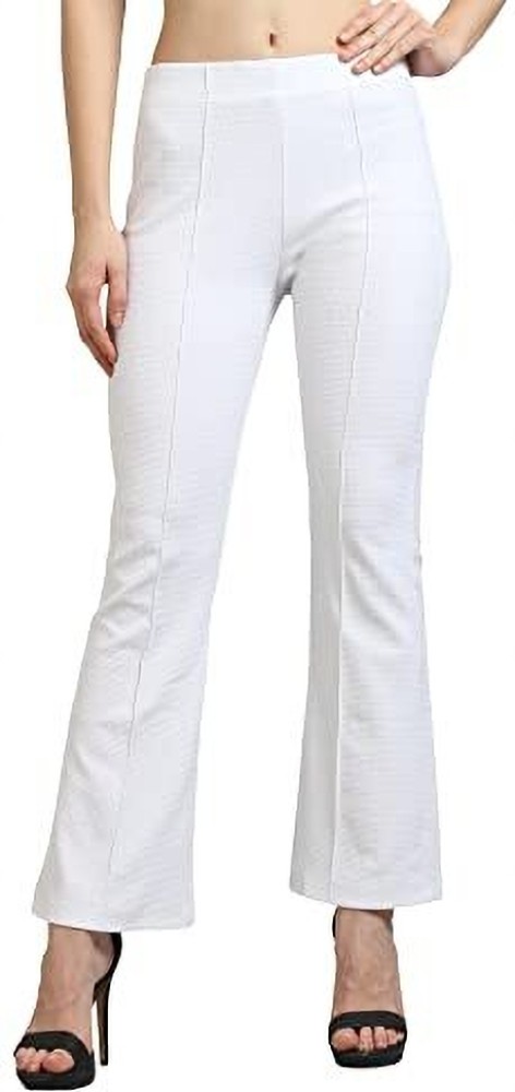 Buy White Wide Bottom Flare Pants Online  The Label Life