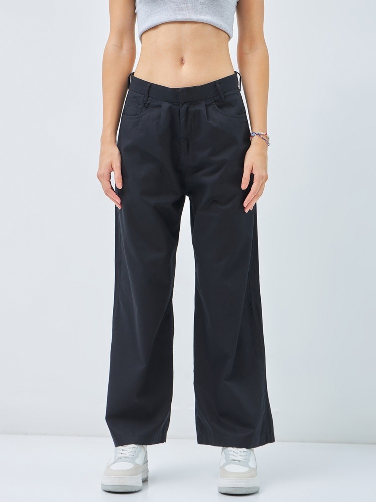 BEWAKOOF Flared Women Black Trousers - Buy BEWAKOOF Flared Women