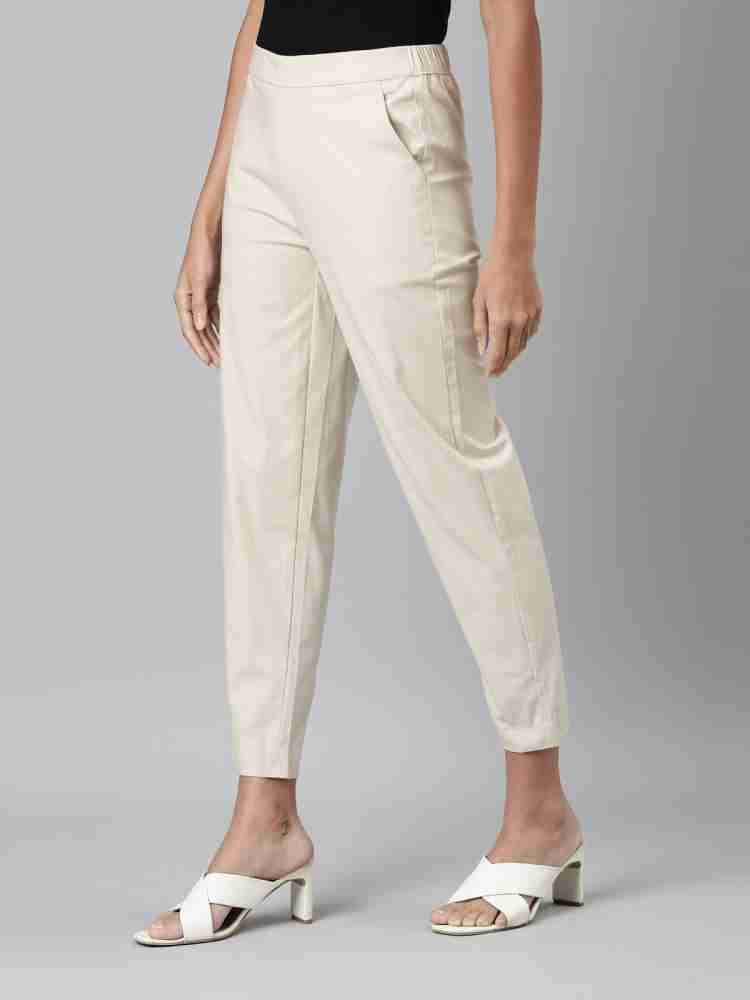 GO COLORS Regular Fit Women Cream Trousers - Buy GO COLORS Regular