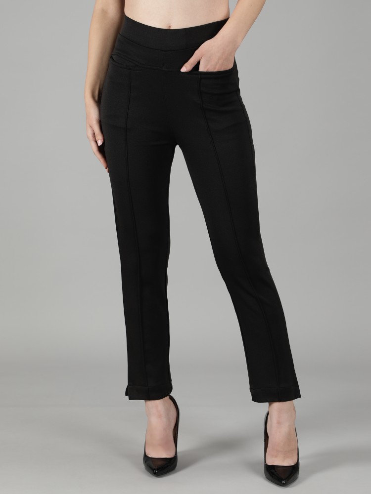 Curve Straight Smart Trousers in Black  Roman Originals UK