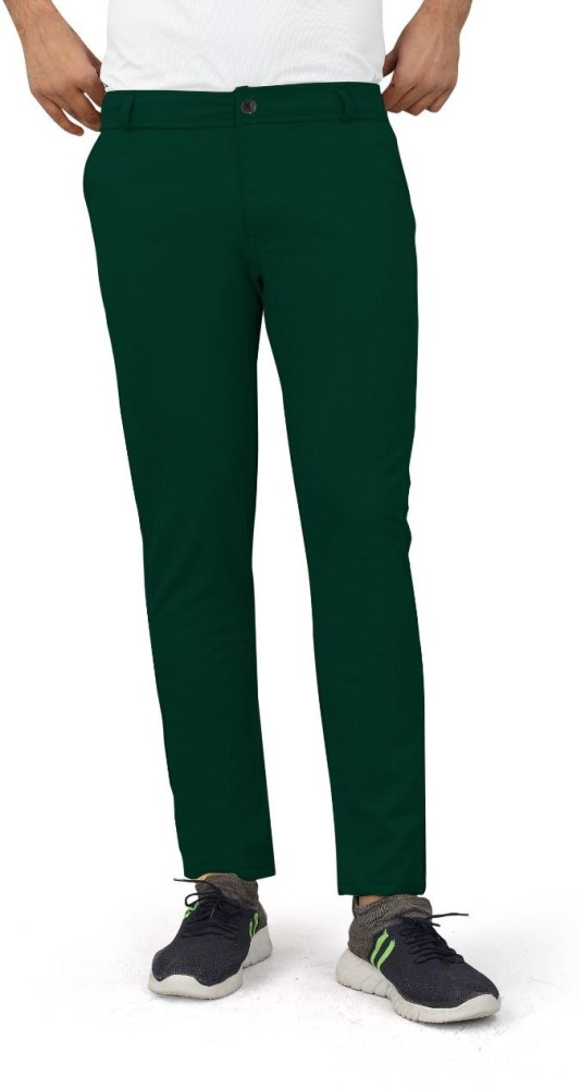 Buy UNITED COLORS OF BENETTON Green Solid Cotton Lycra Slim Fit Mens  Trousers