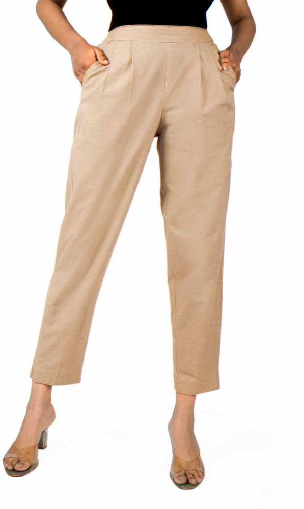 Buy MIRAYYA Women's Cotton Blend Solid Regular Fit Straight Pant