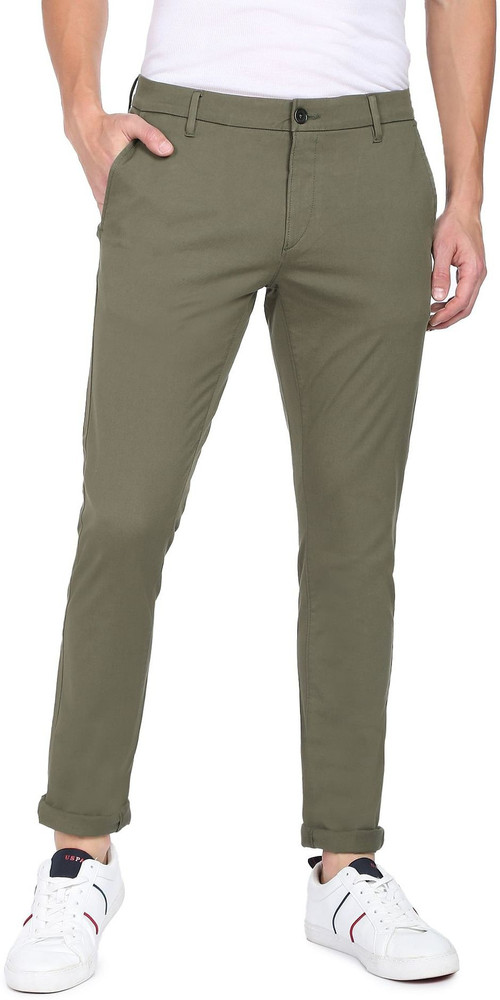 U.S. POLO ASSN. Regular Fit Men Green Trousers
