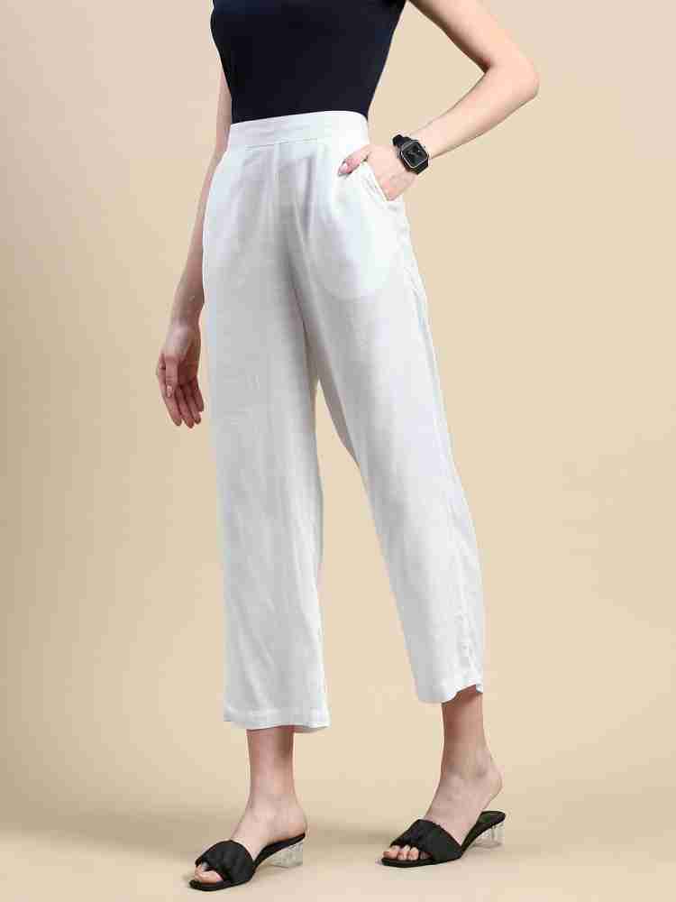 De Moza Regular Fit Women White Trousers - Buy De Moza Regular Fit Women  White Trousers Online at Best Prices in India