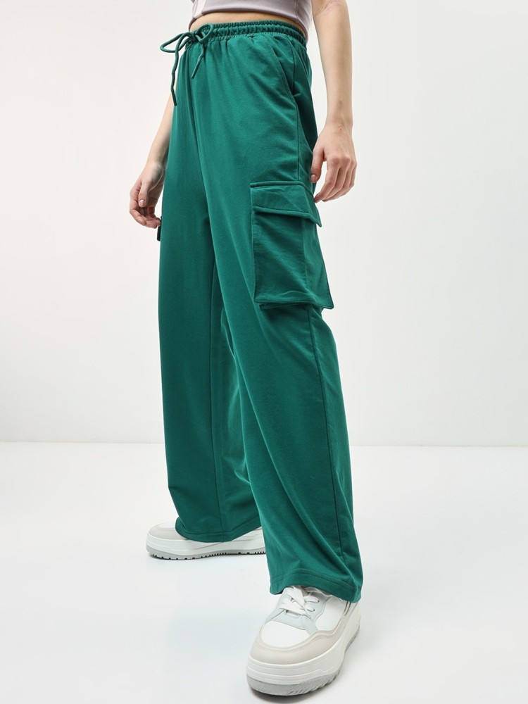 Buy Women's Green Flared Cargo Track Pants Online at Bewakoof