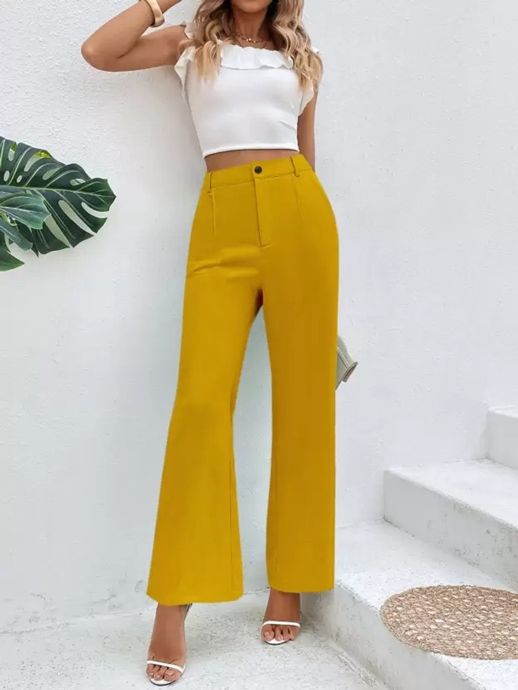 Yellow trousers womens outlet