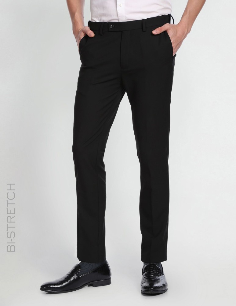 Buy Arrow Self Design Tailored Fit Smart Flex Dobby Formal Trouser Black at  Amazonin