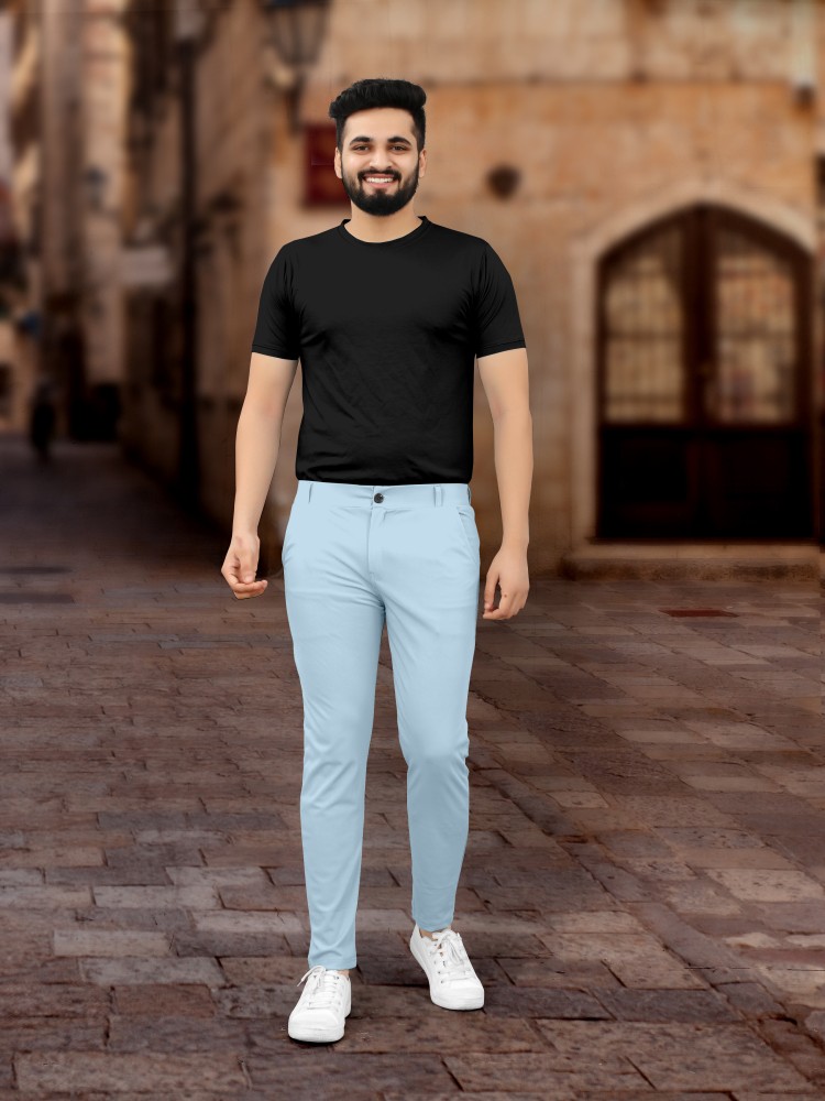 ARYAN ENTERPRISE Slim Fit Men Light Blue Trousers - Buy ARYAN ENTERPRISE  Slim Fit Men Light Blue Trousers Online at Best Prices in India