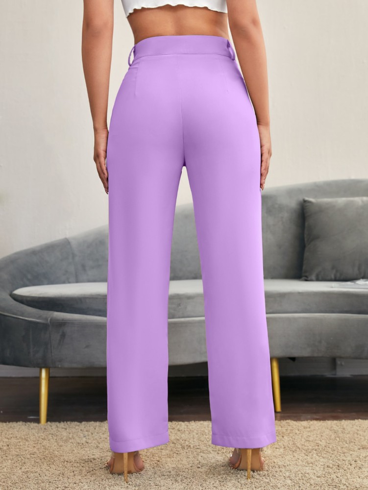 Stylefabs Regular Fit Women Purple Trousers - Buy Stylefabs