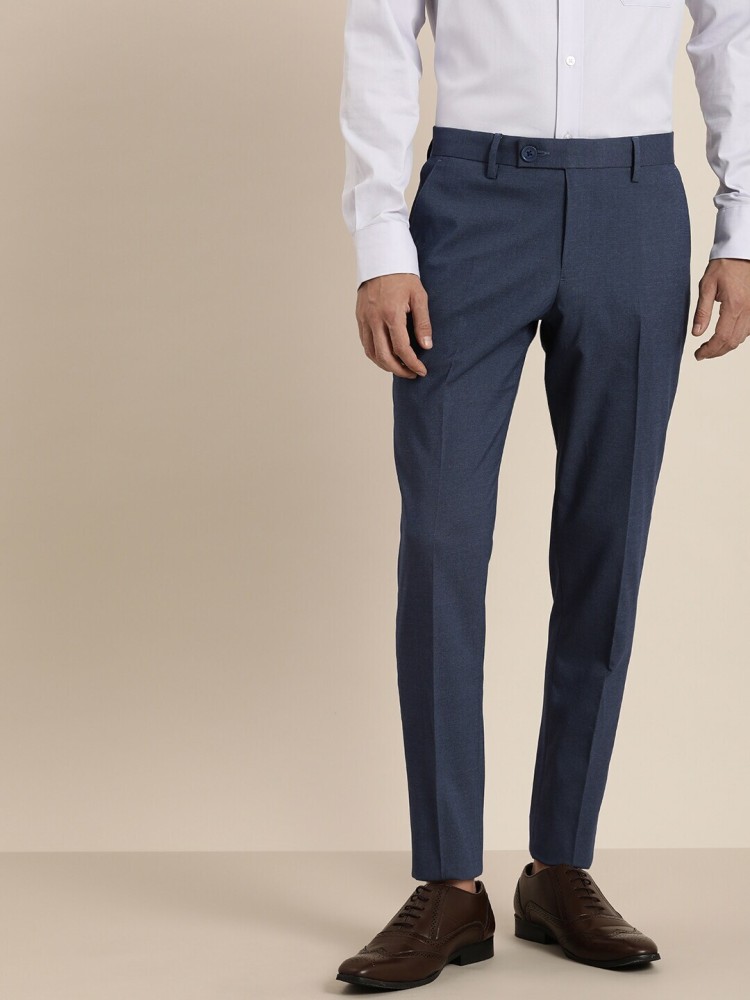 Buy INVICTUS Men Blue Slim Fit Checked Formal Trousers - Trousers for Men  2149724