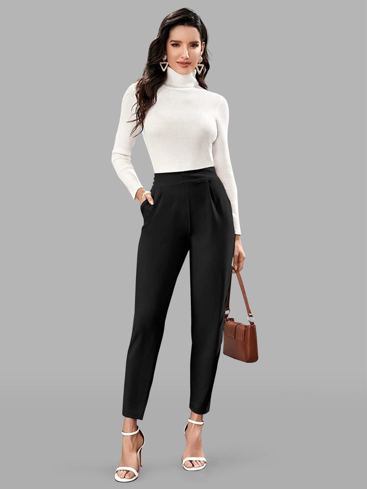 Growmax Regular Fit Women Black Trousers - Buy Growmax Regular Fit Women  Black Trousers Online at Best Prices in India