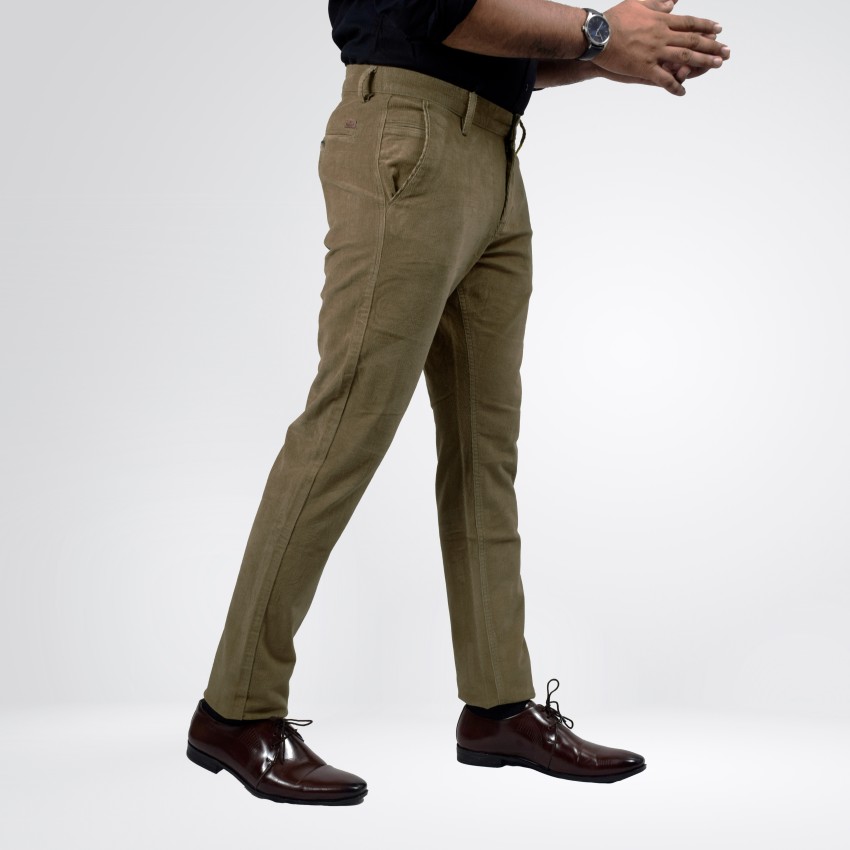 Mens Brown Cotton Solid Trousers  Style Union