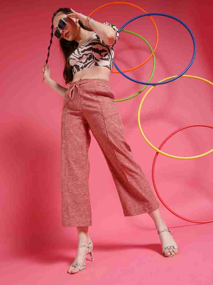 Buy Gold Trousers & Pants for Women by FREEHAND Online