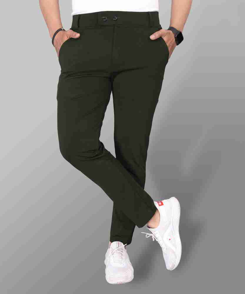 COMBRAIDED Slim Fit Men Dark Green Trousers - Buy COMBRAIDED Slim