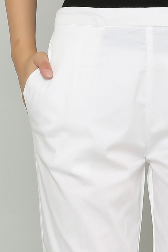 Aasma Creatives Regular Fit Women White Trousers - Buy Aasma Creatives  Regular Fit Women White Trousers Online at Best Prices in India