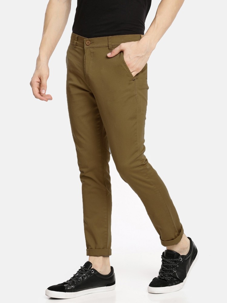 Buy STOP Khaki Mens Slim Fit Solid Track Pants  Shoppers Stop