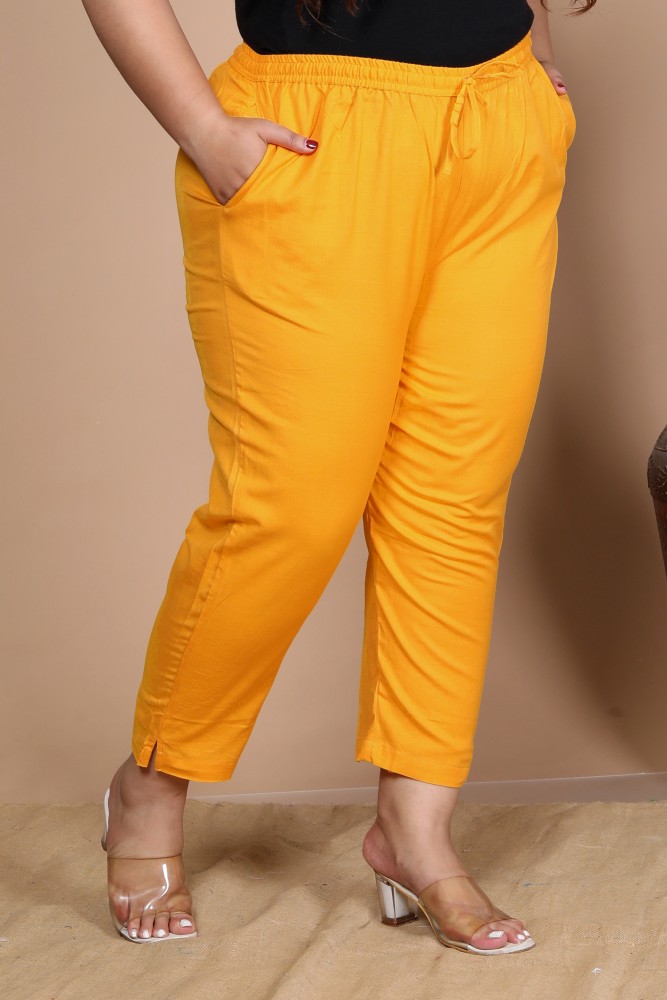 Plus size yellow trousers sale