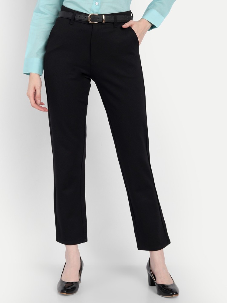 Ladies Black Plain Casual Trouser Size 26  32